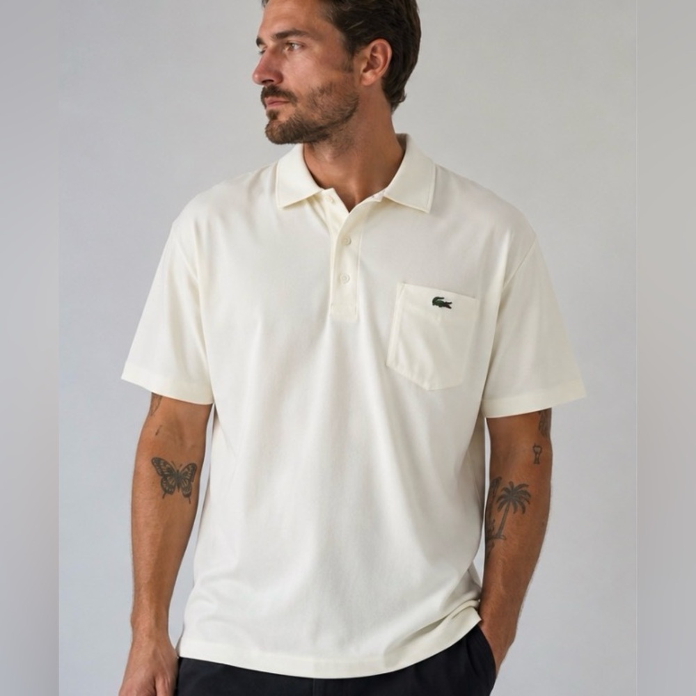 Lacoste Men’s Slim Fit Pocket Polo Shirt White/Off White Size 8 3XL NWT $145